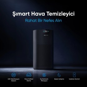 Resim Şımart Akıllı Hava Temizleyici Pro H13 Hepa Filtreli 450 M³ Uv Negatif Iyonlu Wi-Fi Kontrollü 54 M² 