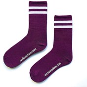 Resim Socks Stations Ünisex Mor Renkli , Beyaz Çizgili Uzun Kolej Spor Çorap 