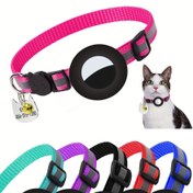 Resim Özel Yansıtıcı Kedi Tasmaları, Airtag için Tutucu ile Naylon Kişiselleştirilmiş Kırılabilir Kedi Tasmaları, Çanlı ve Evcil Hayvan Adı ve Telefon Numarası ile Kazınmış Kedi Etiketi ile Silikon Su Geçirmez Tutucu Kılıf Tracker için 