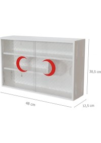 Resim Eym Akşan Şeffaf Sügülü Kapaklı Metal Ecza Dolabı Beyaz Kod : 405 