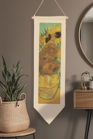 Resim Van Gogh Duvar Halısı, Sanat Serisi Dekor, 100cm Kanvas Flama Askılı Duvar Örtüsü NO:749 - Renkli - 20 / 30 x 100 