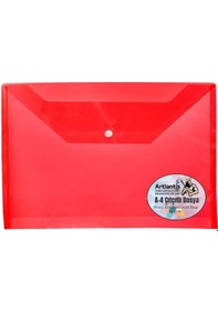 Resim A4 Çıtçıtlı Kırmızı Şeffaf Renkli Zarf Dosya 1 Adet Artlantis Çıt 