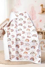 Resim Fluffy Bebek Battaniyesi 80x100 Cm Gök Pudra Kundak Puset Çift Taraflı Koyun Tüyü Battaniye 100x80 