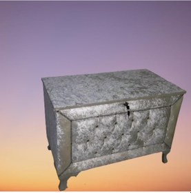 Resim Çeyiz Sandık Kapitone Büyük 3lü set Model Pembe Kadife Kumaş İçi Kırmızı Tela Kutuda Sevk El Yapım 