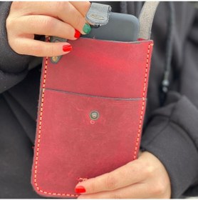 Resim Tuvita Collection Bodrum %100 Deri El Yapımı Kadın Erkek Unisex Kırmızı Gri Telefonluk Telefon Postacı Kol Çantası 