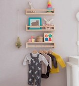 Resim glb decor wood hand made Montessori Çocuk Odası Duvar Rafı Ahşap Kitaplık Raf 3 Adet 50 Cm 