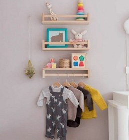 Resim glb decor wood hand made Montessori Çocuk Odası Duvar Rafı Ahşap Kitaplık Raf 3 Adet 50 Cm 