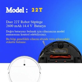 Resim Dser 22T Robot Süpürge 2600 mAh 14.4 V Batarya - Orjinal Uyumlu Uzun Ömürlü, Yüksek Performans Pil 