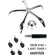 Resim Taka Amortisör Yönetici Ofis Çalışma Koltuğu Için Kromaj Yıldız Ayak Yıldız Ayak ve Amortisör Takım 