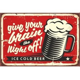 Resim Buzlu Soğuk Bira Retro Vintage Ahşap Poster 