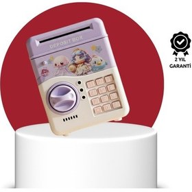 Resim Atm Tasarımlı Şifreli Işıklı Çocuk Kumbarası Mor 