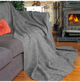 Resim Jakarlı Şönil Koltuk Örtüsü Kanepe Örtüsü Koltuk Şalı 175x215 Kaymaz Kurşun N 