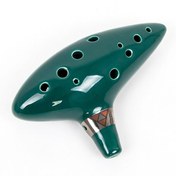 Resim Valkyrie Ocarina 12 Delik Ocarina Seramik Alto C Ocarina Flüt Mavi Ocarina Sualtı Müzik Nefesli Enstrüman Yeşil 