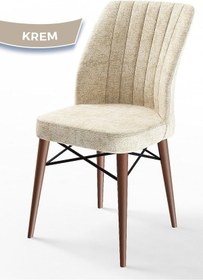 Resim Canisa Flex Serisi, Üst Kalite Mutfak Sandalyesi, Krem Sandalye, Gürgen Ceviz Ahşap Ayak Sandalye Krem Ayaklar Ceviz 