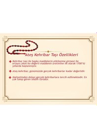 Resim 925 Ayar Gümüş Püsküllü Kesme Kesim Bayrak Kırmızısı Ateş Kehribar Tesbih 