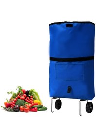 Resim Microcase Tekerlekli Cepli Tasarım Katlanabilir Portatif Pazar Market Arabası Malzeme Çantası- Al4966 - Lacivert 