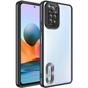 Resim Fibaks Redmi Note 11 Kılıf Kamera Lens Korumalı Şeffaf Renkli Logo Gösteren Parlak Kapak 