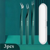 Resim 3 adet Hassas Kirpik Uzatma Aracı Seti - Güç/Batarya Gerektirmez, Hipoalerjenik - Kirpik Uzatma Uygulaması İçin Pense, Altın Tüy Kelepçe ve Dinozor Klipsi İçerir 