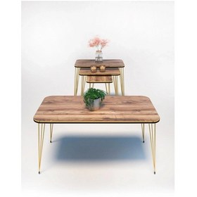 Resim Uslucan Alışveriş Zigon Sehpa Kr Ve Orta Sehpa Kr Set Çift Gold Ceviz Tel 1110 Çok Renkli 