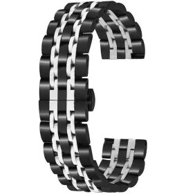 Resim Fortunelane 20mm Paslanmaz Çelik Kelebek Kanca Saati Kayışı - Siyah Aralıklı Gümüş, Kol Konforlu Tutuş, Kol Saati İçin Evrensel U 