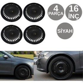 Resim Jant Kapağı Takımı Abiyes 16 İnç Tüm Jantlar İle Uyumlu Tekerlek Göbeği Koruyucu 4 Parça Siyah Glz02702389 