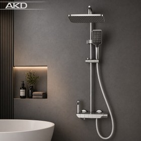 Resim AKD Piyano Duş Seti Antrasit | Premium Yağmur Duş Sistemi - Antrasit 