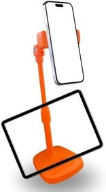 Resim BUFFER® Masa Üstü Tablet ve Telefon Tutucu Plastik Aparat Turuncu Telefon Standı 