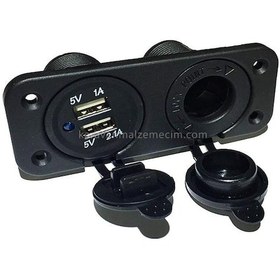 Resim Şarj Söketi Marin Tip + Çiftli Usb Girişi 12v Set 