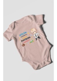 Resim Morivokids Küçük Olabilirim Ama Patron Benim Kısa Kollu Bebek Body Pastel Pembe 