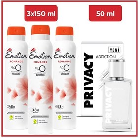 Resim Privacy Addiction Woman Edt 50 Ml & Emotion Romance 3x150 Ml Ferah 