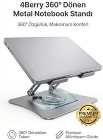 Resim G68g Gri Notebook Standı - Metal, 360° Döner, Yükseklik & Açı Ayarlı Ergonomi, GRİ 