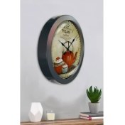 Resim Bahat Salon Ofis Duvar Saati Gri Metal Çerçeve 36 cm 