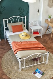 Resim ARGİMO Bella Tek Kişilik Ferforje Metal Karyola Beyaz 