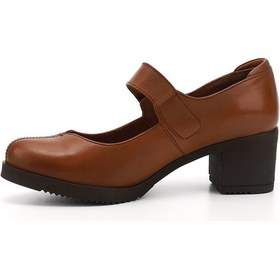 Resim Gönderi R Taba Antik Kalın Topuklu Mary Jane Hakiki Deri Ayakkabı Taba 