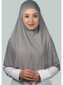 Resim Altobeh Hazır Türban Peçeli Pratik Eşarp Tesettür Nikaplı Hijab - Namaz Örtüsü Sufle (XL) - Gri 