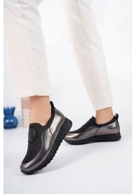 Resim EPAAVM - Dolgu Simli Taban Yuvarlak Taşlı Platin Kadın Ayakka... Platin 