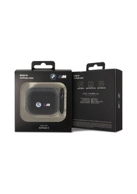 Resim Airpods 3.nesil Uyumlu Kılıf Bmw Lisanslı Pu Karbon Fiber Tasarımlı Çift Metal Logolu Siyah 