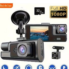 Resim Willowhaven Baideluo 1080p 480p 3 Lens 32g Kartlı Kızılötesi Gece Görüş Araç Kamerası Geri Görüş Dvr 