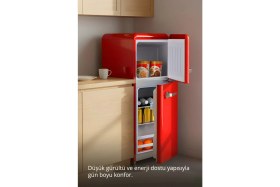 Resim Kiwi KRF-2586 Retro Çift Kapılı Mini Buzdolabı 