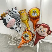 Resim 6 Hayvan Temalı El Balonları - Aslan, İnek, Geyik, Zebra, Maymun, Leopar - Doğum Günleri, Düğünler, Partiler için Canlı Karışık Renkler - Elektrik Gerektirmez, Dayanıklı Yeniden Kullanılabilir Parti Süsleri 
