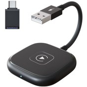 Resim Yunboo İçin Kablosuz Carplay Dönüştürücü, Akıllı Araç Multimedya Adaptörü, Kablolu'dan Kablosuz'a Geçiş, Sınırsız Bağlantı, Kolay Kurulum - Siyah Kare 