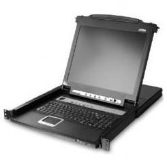 Resim ATEN-CL5708MT Sürgülü Kasaya Sahip, 17" LCD Ekran, Touchpad’i ve Türkçe Klavye'si Bulunan 8 Port PS/2-USB KVMP™ (Periferi/ Çevre Cihazlarla (USB) Bağlantı Kurabilir) Switch, İlave Konsol Girişli (8 Port Slideaway™ LCD KVMP Switch) 