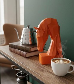 Resim Dekoratif Kitap Tutucu Kübit At Figürlü Biblo Turuncu 