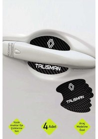 Resim Renault Talisman Kapı İçi Çukur Bölgeleri İçin Karbon Desenli Çizik Koruma Folyo Takımı Talisman Yazılı 4 Adet 