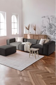 Resim LOVİSSE HOME Flora Modüler Kanepe L Köşe Koltuk Takımı Antrasit Keten Kumaş - 4 Modül 