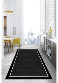 Resim West Home Dijital Baskı Yıkanabilir Kaymaz Taban Salon Halısı Mutfak Halısı Yolluk Wh 478 Black 