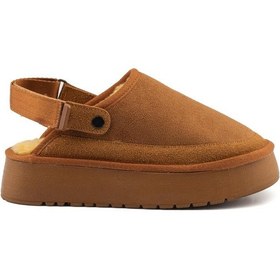 Resim Canberra Kışlık Kadın Ayarlanabilir Kürk Detaylı Yüksek Taban Slipper Taba 