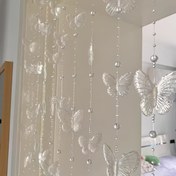Resim 2D Kapı Bayrağı Kapı Bayrağı 2M Kristal Boncuk Perde, Kelebek Tasarımı ile - Glam Stil Akrilik DIY Ev Dekoru, Oturma Odası, Giriş, Parti ve Yatak Odası için - Elektrik Gerektirmez, Parti Dekoru | Glam Stil Dekor | Dayanıklı Akrilik, Kelebek Dekoru 