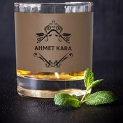 Resim Orijinal Tasarımlı İsimli Vizon Deri Kaplı Viski Bardağı 