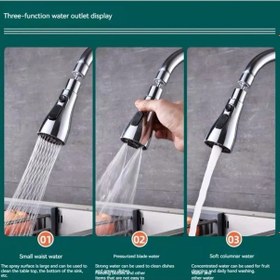 Resim Krom 3 Fonksiyonlu 360 Derece Döner Musluk Lavabo Başlığı 